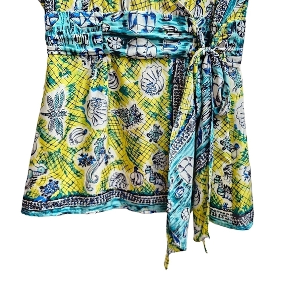 100% Silk Nanette Lepore "Ciao Bella" Print Wrap Blouse, Size Small - Picture 5 of 10